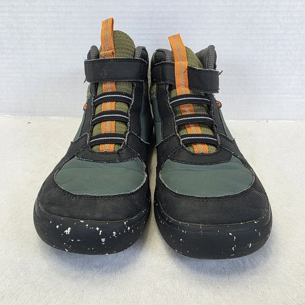 Bogs Shoes Youth 3 Skyline Tall Hi-Top Sneakers Green Comfort Casual Hook & Loop